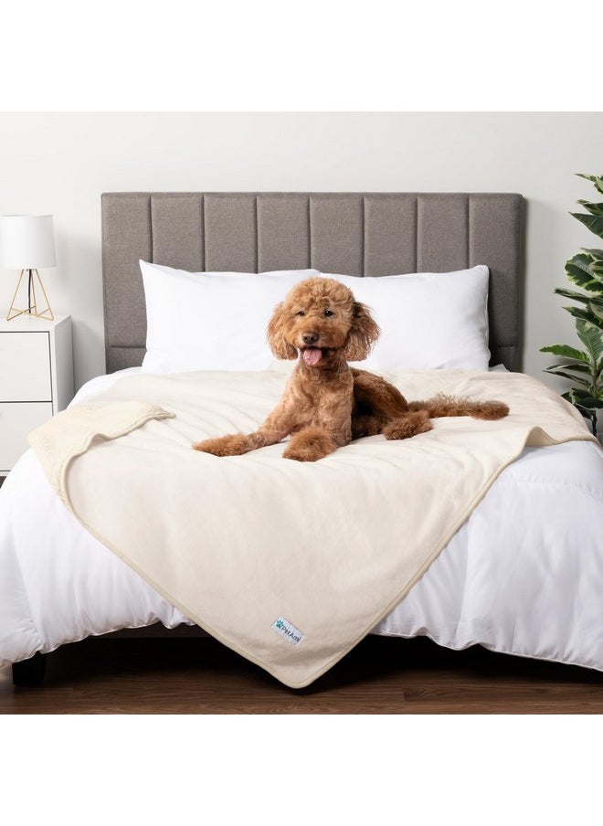 PetAmi Waterproof Dog Blanket for Medium Large Dogs, Pee Proof Pet Blanket for Couch Bed, Reversible Water Proof Blanket for Puppy Indoor Cat, Soft Dog Fleece Blankets Washable, 40x60 Beige