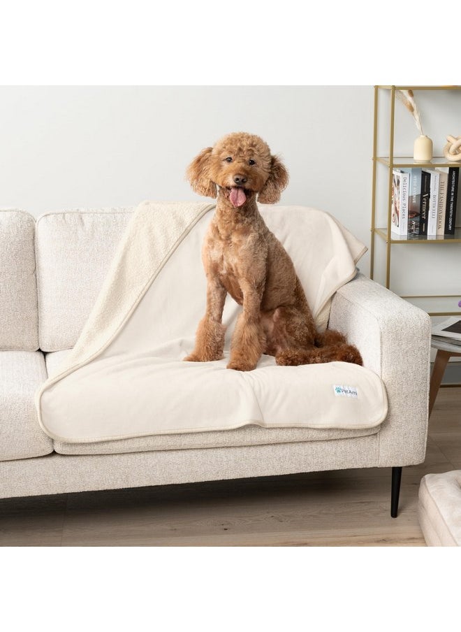 PetAmi Waterproof Dog Blanket for Medium Large Dogs, Pee Proof Pet Blanket for Couch Bed, Reversible Water Proof Blanket for Puppy Indoor Cat, Soft Dog Fleece Blankets Washable, 40x60 Beige