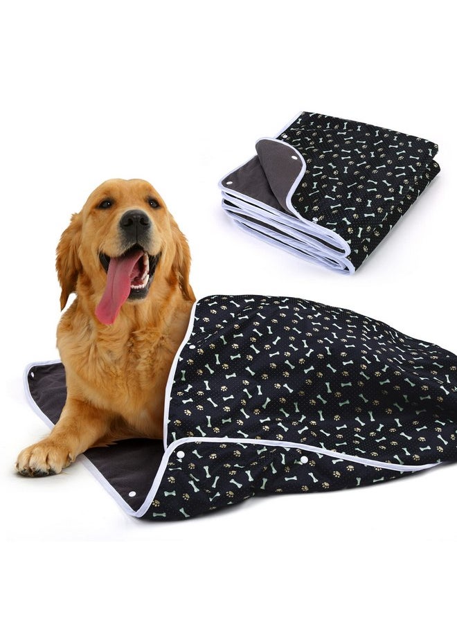 Teamoy Non-Slip Dog Blankets (Pack of 2), Waterproof Pet Fleece Pee Urine Proof Dog Blanket Cover Blanket Pad for Dogs, Puppies, Cats, Black