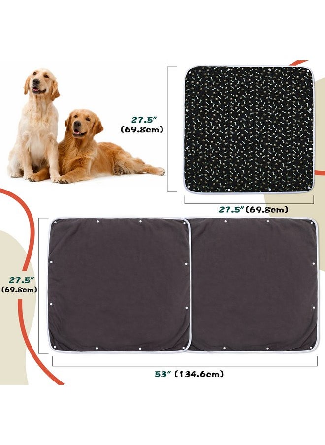 Teamoy Non-Slip Dog Blankets (Pack of 2), Waterproof Pet Fleece Pee Urine Proof Dog Blanket Cover Blanket Pad for Dogs, Puppies, Cats, Black