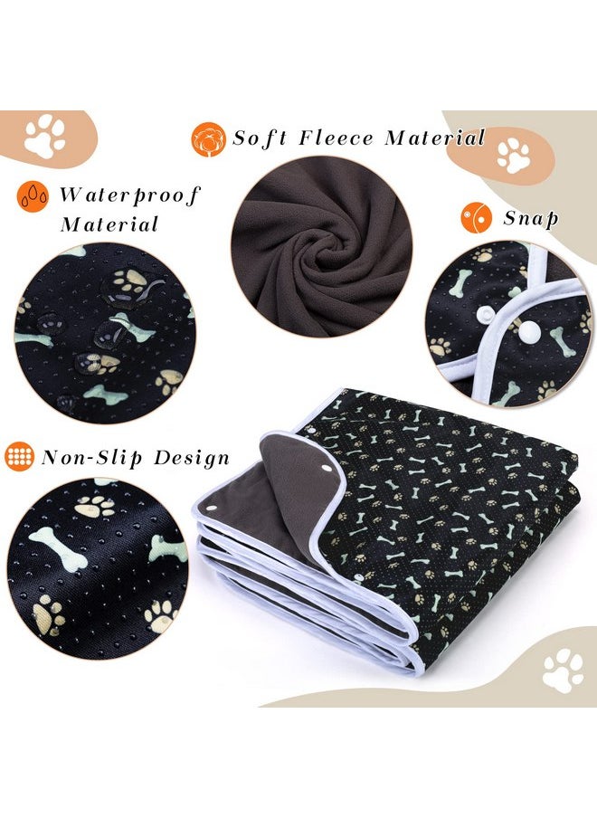 Teamoy Non-Slip Dog Blankets (Pack of 2), Waterproof Pet Fleece Pee Urine Proof Dog Blanket Cover Blanket Pad for Dogs, Puppies, Cats, Black