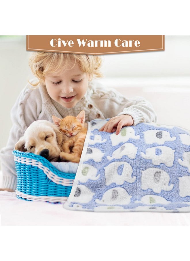 12 Pieces Puppy Blanket Warm Dog Cat Sleep Mat Pet Kitten Doggy Fleece Blankets with Cute Dog Paw Bone Star Elephant Patterns Printed Fluffy Blanket for Small Dog Cat Puppy (16 x 24 Inch)