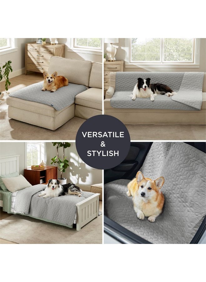 Bedsure 100% Waterproof Couch Cover for Dogs Washable - Non Slip Waterproof Dog Blanket for Couch Sofa, Lightweight Furniture Protector Durable for Pet Cat Puppy with Non-Slip Bottom, Grey, 30x85IN