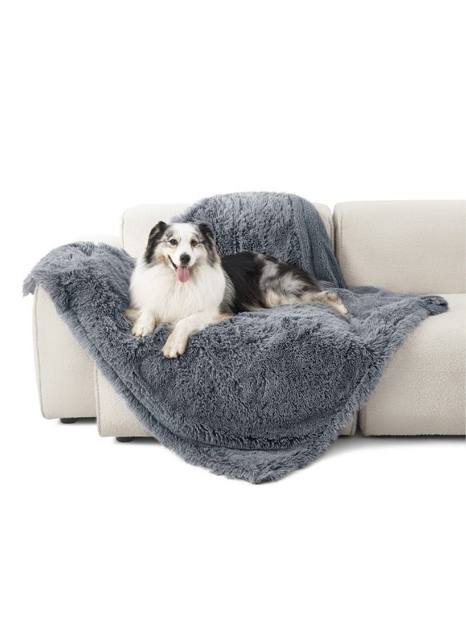 Bedsure Waterproof Dog Blankets for Large Dogs - Calming Cat Blanket for Couch Protector Washable, Long Faux Fur Pet Throw Blanket for Puppy, Reversible Furniture Protection, 50