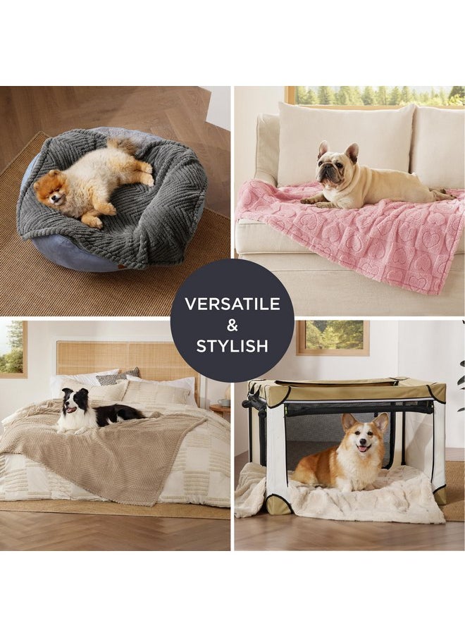 Bedsure Dog Blanket for Small Dogs Washable - Soft Fluffy Puppy Blanket with Premium 300GSM Coral Fleece, Cozy Calming Cat Blankets for Indoor Cats, Fuzzy Pet Blanket for Kitten Doggy, Pink, 25x35IN