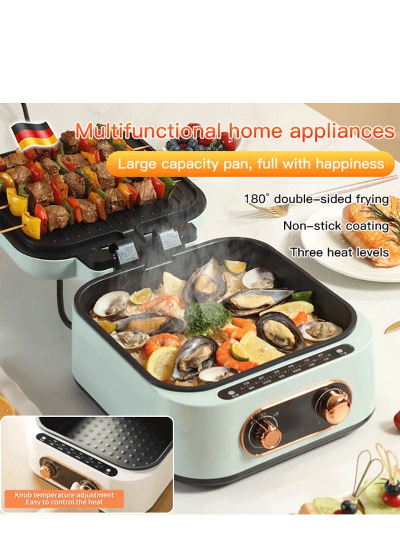 10-in-1 Multifunction Indoor Cooker: Steam, boil, sauté, and grill with ease. Durable stainless steel, 5-liter capacity, and easy cleanup.