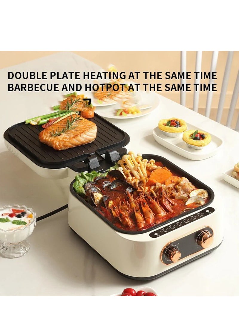 10-in-1 Multifunction Indoor Cooker: Steam, boil, sauté, and grill with ease. Durable stainless steel, 5-liter capacity, and easy cleanup.