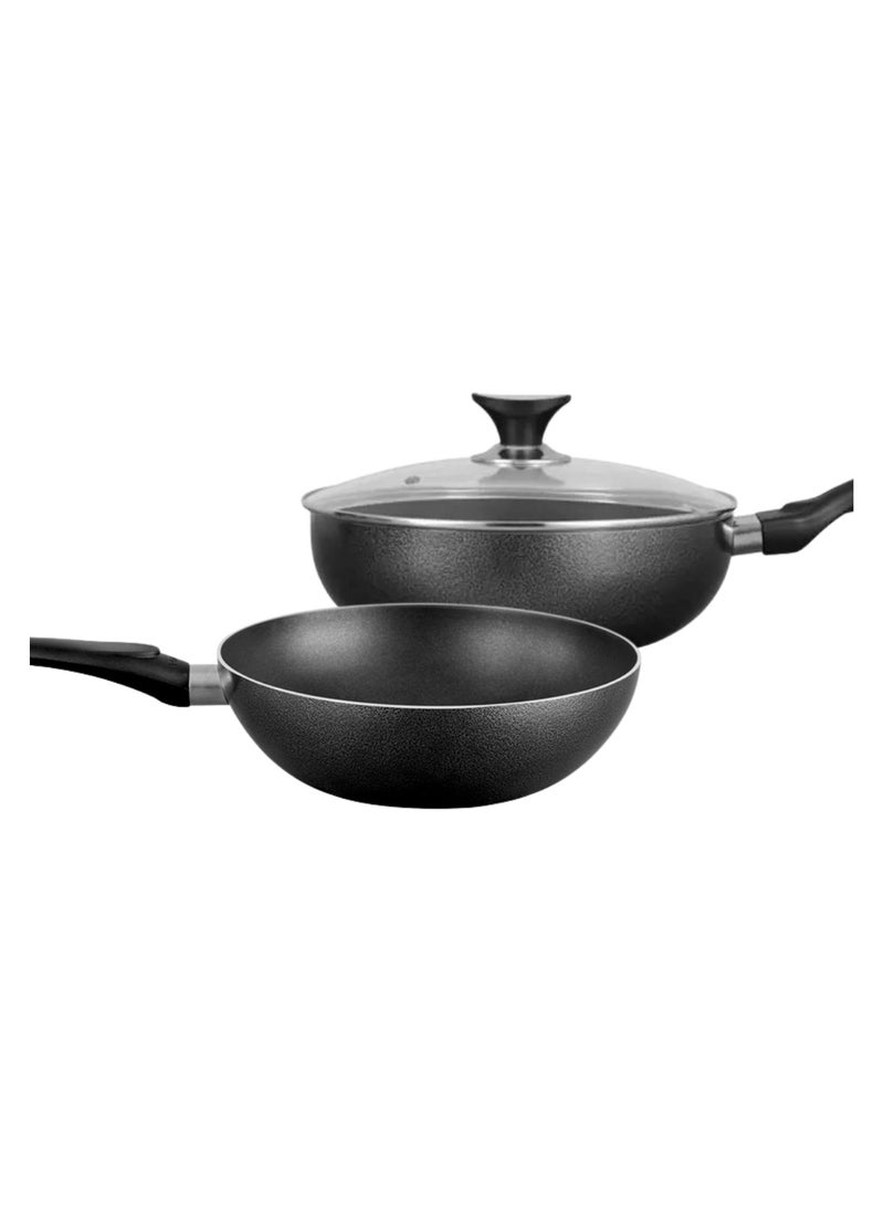 Sonex Non Stick Royal Wok, Dia 24 cm, 2.5 Liter Capacity,Depth 8 cm, High Quality Teflon Coating PFOA Free With Heat Resistant Ergonomic Handle, Authentic Asian Cooking Experience, Durable Design