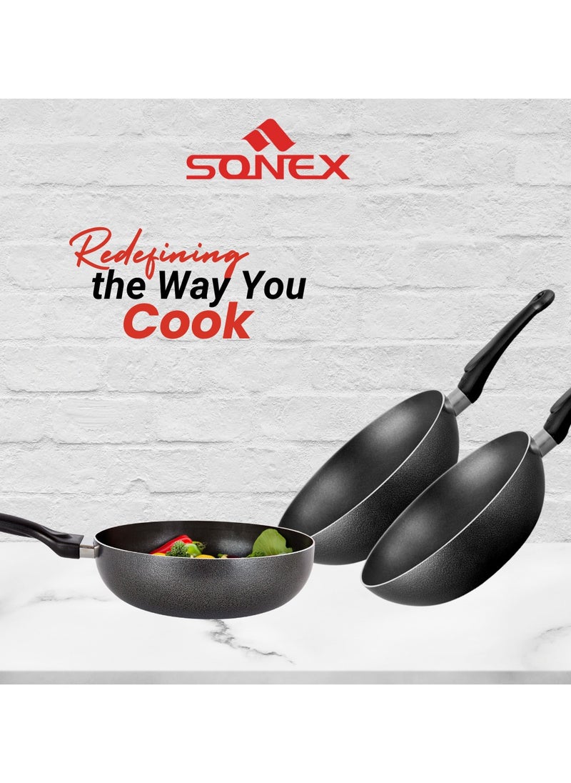 Sonex Non Stick Royal Wok, Dia 28 cm, Capacity 4.5 Ltr, Depth 9 cm, High Quality Teflon Coating PFOA Free With Heat Resistant Ergonomic Handle, Authentic Asian Cooking Experience, Durable Design