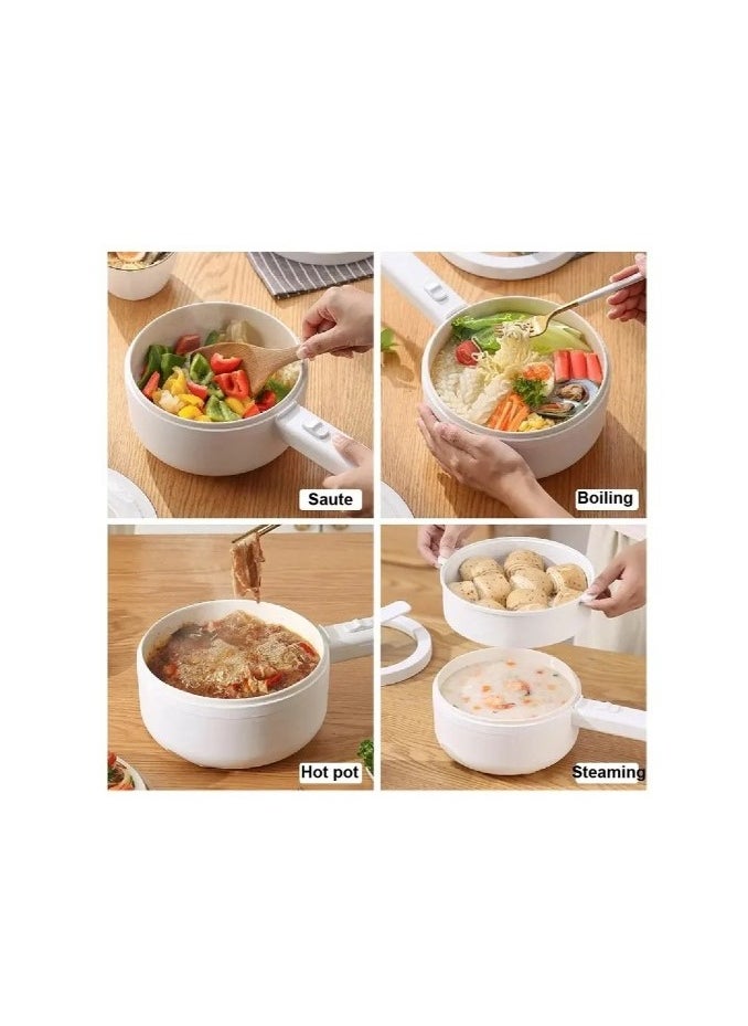 Non-Stick Pan, 1.5L Mini Pot for Steak, Fried Rice, and More! With Dual Power Adjustment and Steamer - Perfect for Rapid Noodles, Ramen, Oatmeal, Soup, and More