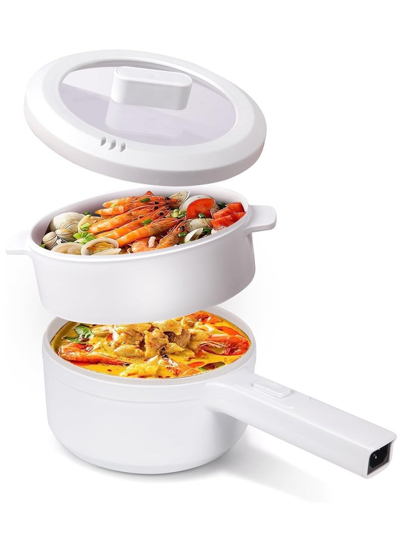 Non-Stick Pan, 1.5L Mini Pot for Steak, Fried Rice, and More! With Dual Power Adjustment and Steamer - Perfect for Rapid Noodles, Ramen, Oatmeal, Soup, and More