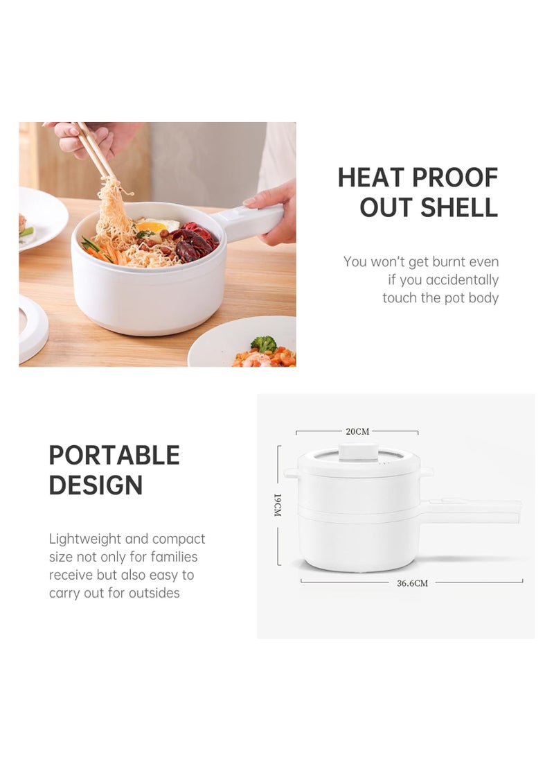 Non-Stick Pan, 1.5L Mini Pot for Steak, Fried Rice, and More! With Dual Power Adjustment and Steamer - Perfect for Rapid Noodles, Ramen, Oatmeal, Soup, and More