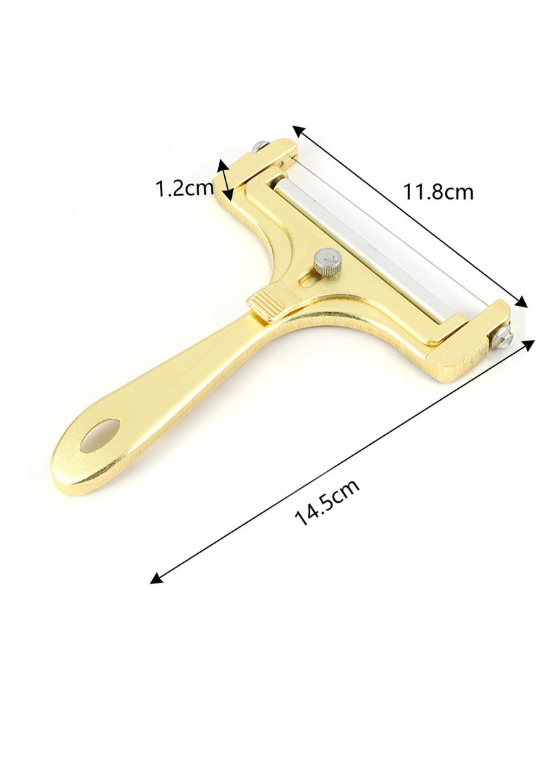 Adjustable Thickness Butter Cheese Planer Cheese Slicer Cheese Kitchen Gadget (Frosted Gold)