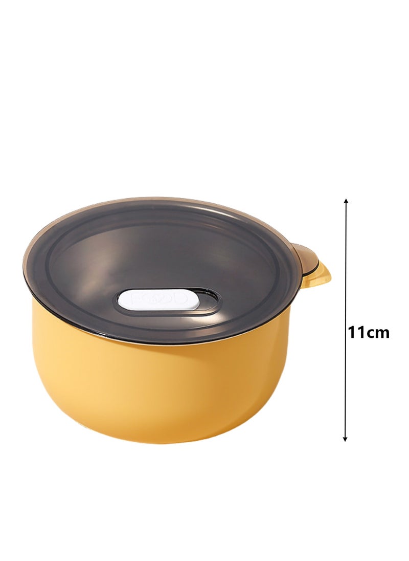 316 Stainless Steel Bowl Enlarged Soup Bowl 500ml Children's Lunch Box Soup Bowl Leakproof Sealed Salad With Lid Heat-Insulated Anti-Scalding Fruit Box (Yellow)