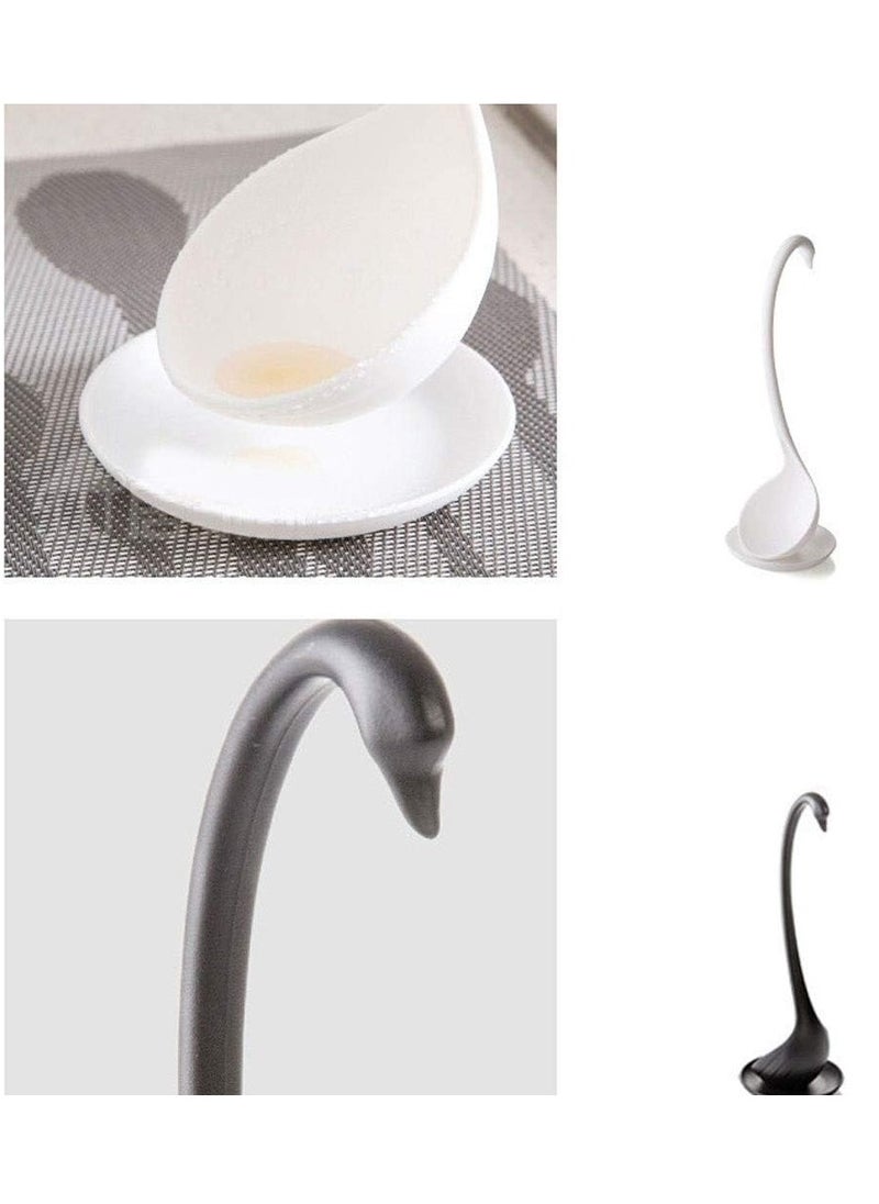 Dinner Spoon Long Handle Swan Shaped Spoon with Tray Vertical Spoon for Soup Large Plastic Spoon Large Spoon (White)