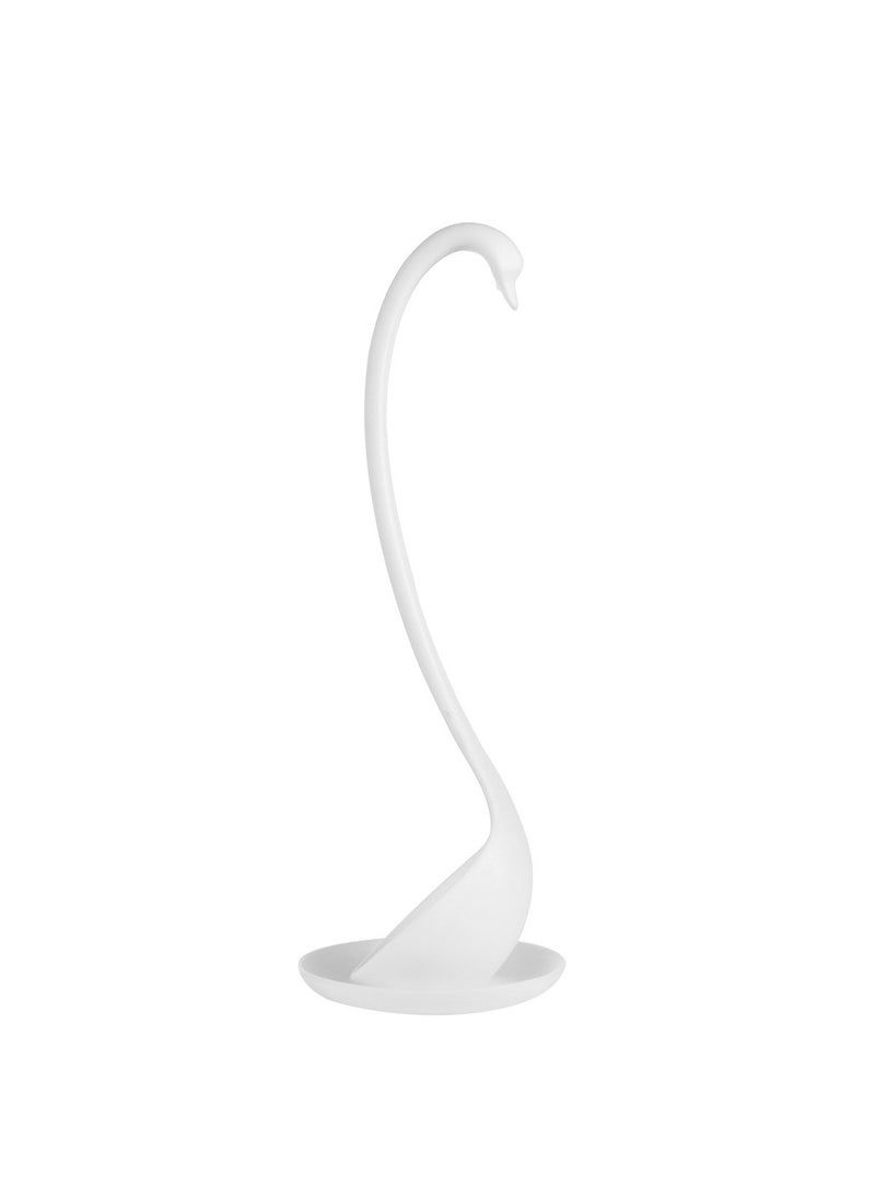 Dinner Spoon Long Handle Swan Shaped Spoon with Tray Vertical Spoon for Soup Large Plastic Spoon Large Spoon (White)