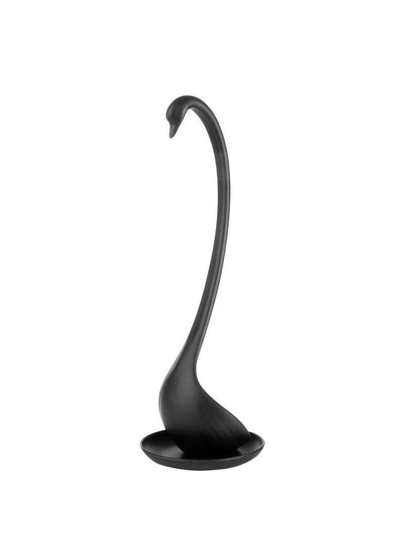 Dinner Spoon Long Handle Swan Shaped Spoon with Tray Vertical Spoon for Soup Large Plastic Spoon Large Spoon (Black)