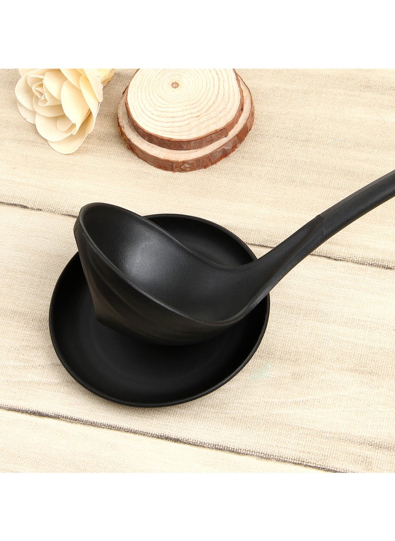 Dinner Spoon Long Handle Swan Shaped Spoon with Tray Vertical Spoon for Soup Large Plastic Spoon Large Spoon (Black)