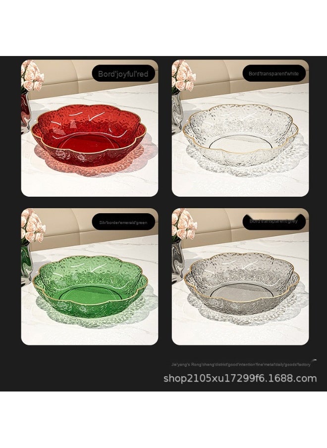 New PET Material Fruit and Snack Plate - Chinese Style Household Floral Serving Tray