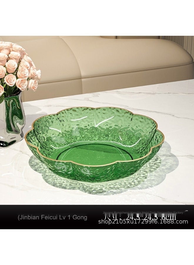 New PET Material Fruit and Snack Plate - Chinese Style Household Floral Serving Tray