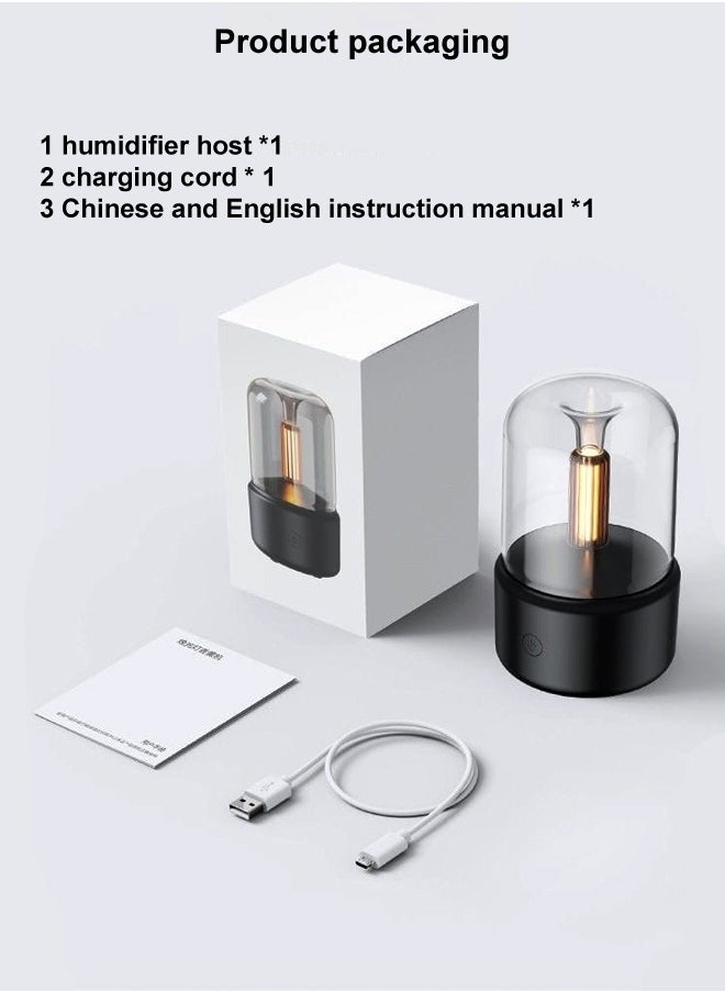 Vintage Candlelight Diffuser Mini Desktop Humidifier USB Personal Humidifier Essential Oil Diffuser Ultrasonic Humidifier for Bedroom Office Home