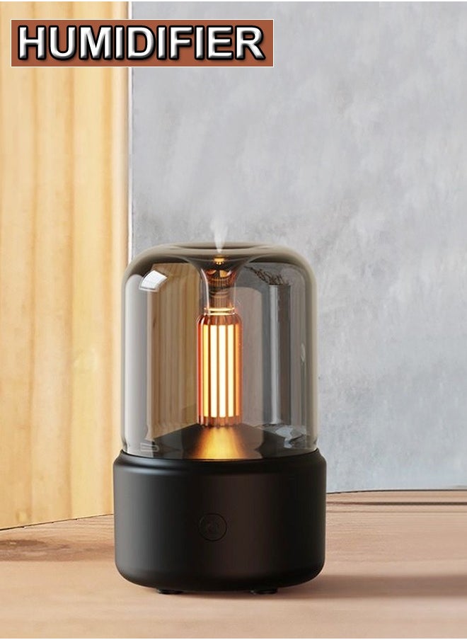 Vintage Candlelight Diffuser Mini Desktop Humidifier USB Personal Humidifier Essential Oil Diffuser Ultrasonic Humidifier for Bedroom Office Home