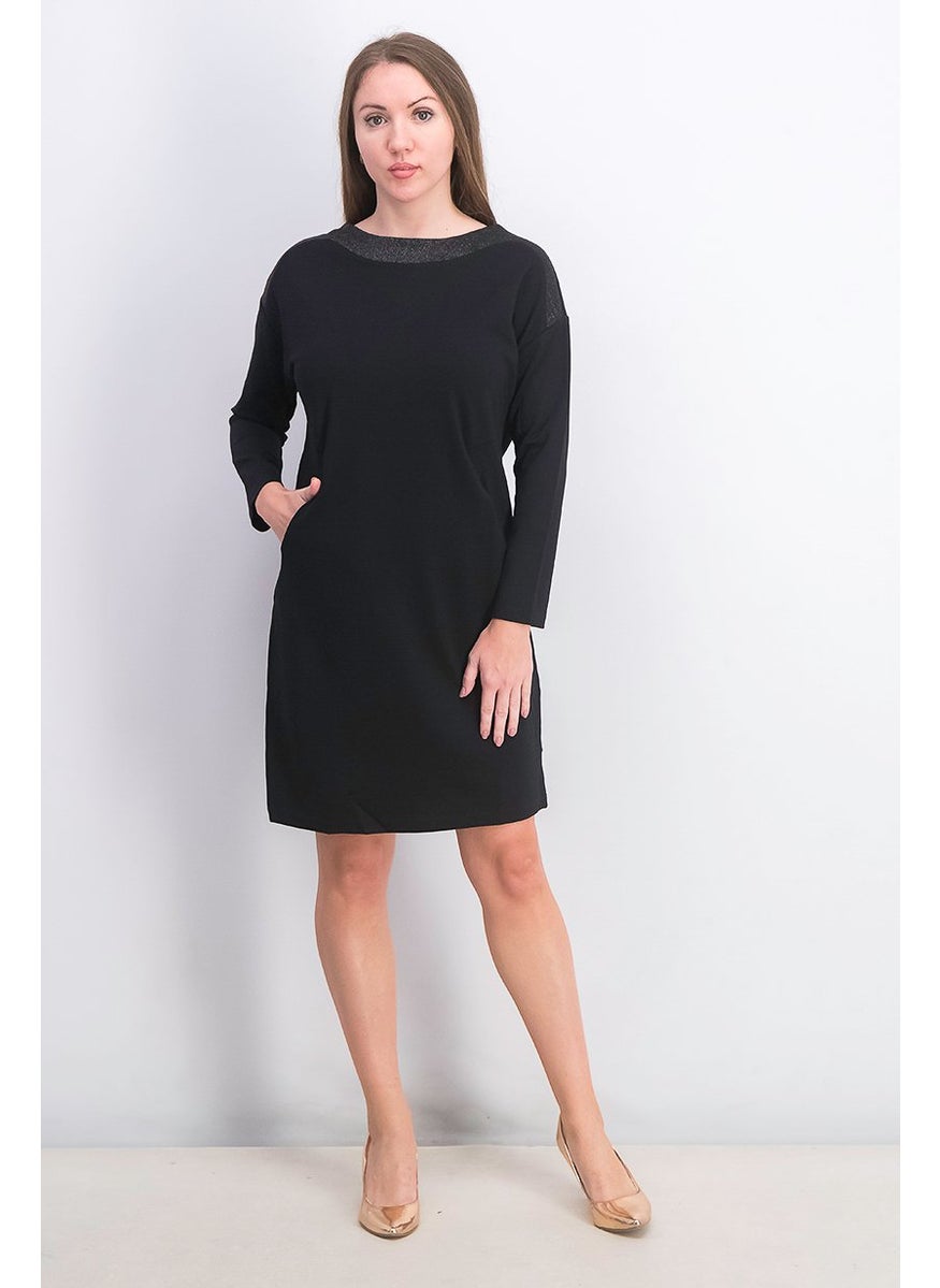 Women Plain Mini Dress, Black