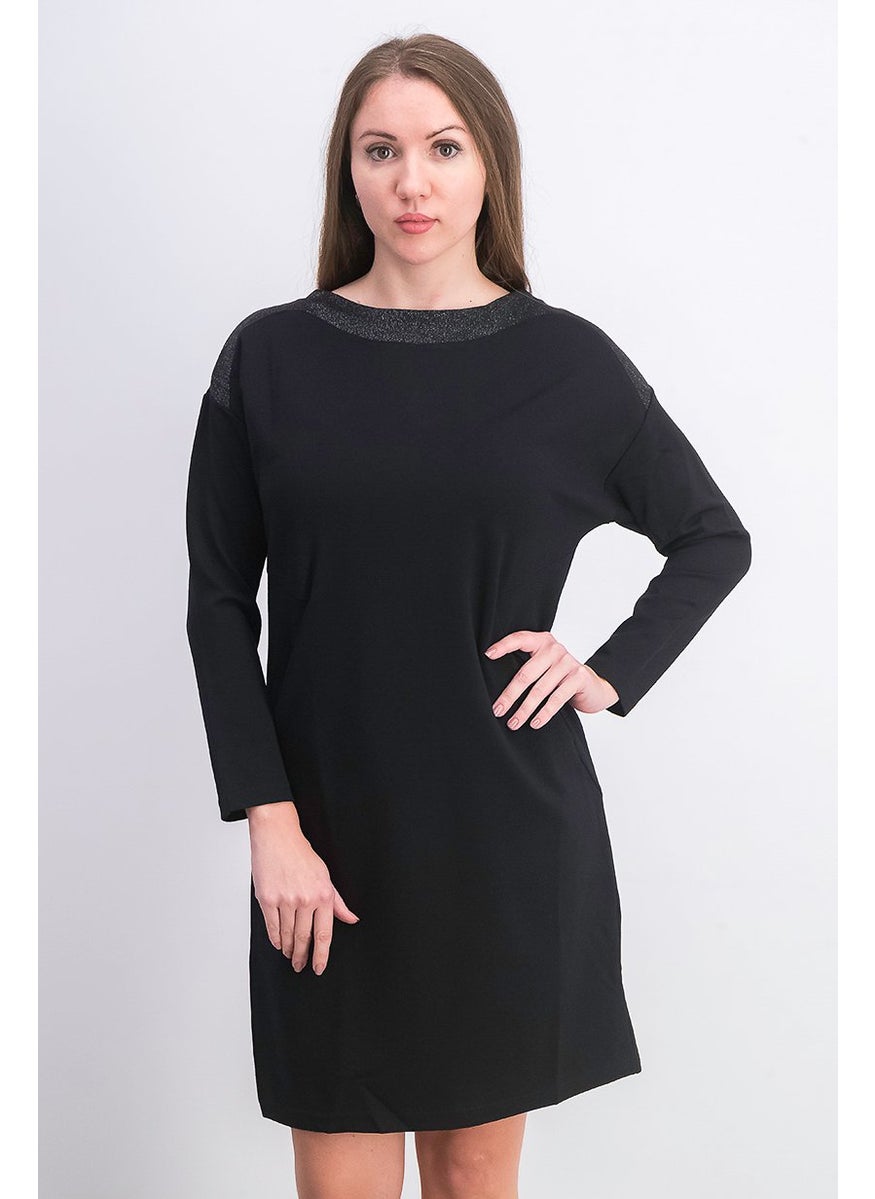 Women Plain Mini Dress, Black