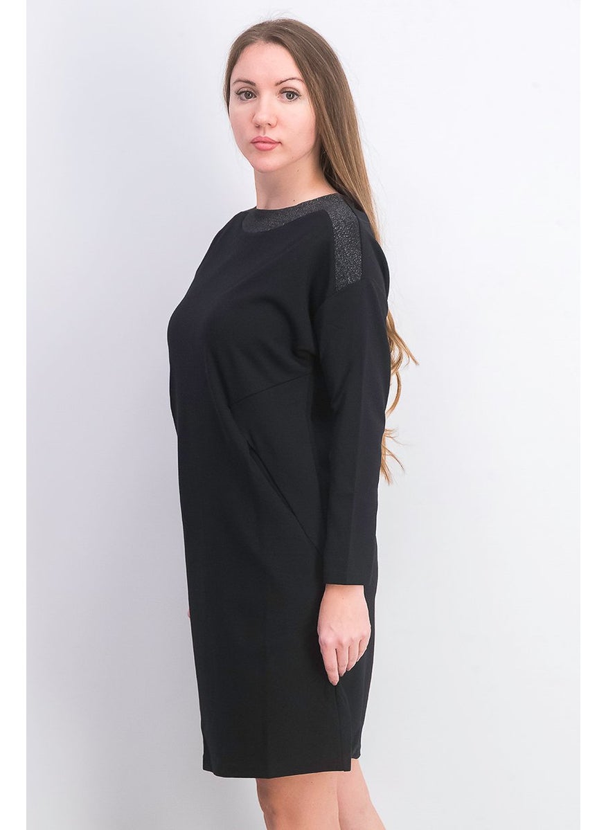 Women Plain Mini Dress, Black