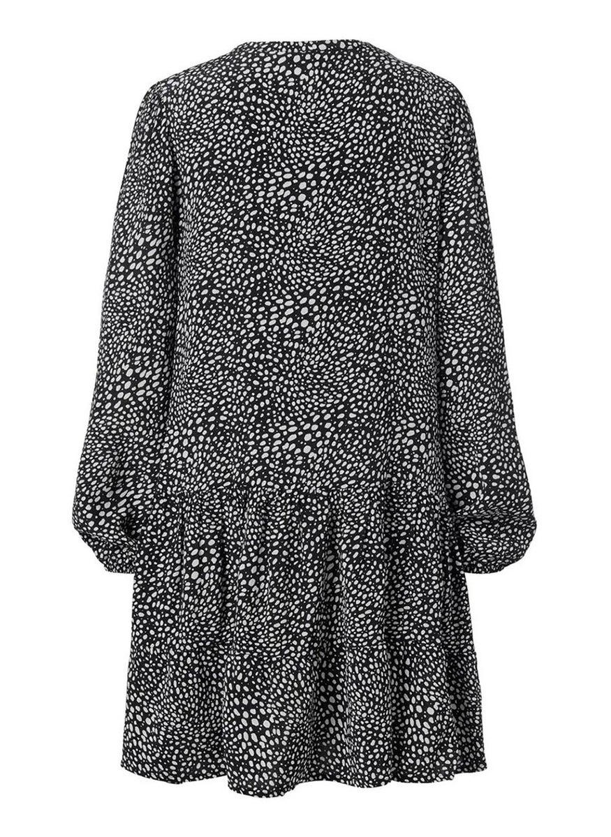 Women All Over Print Midi Dress, Black