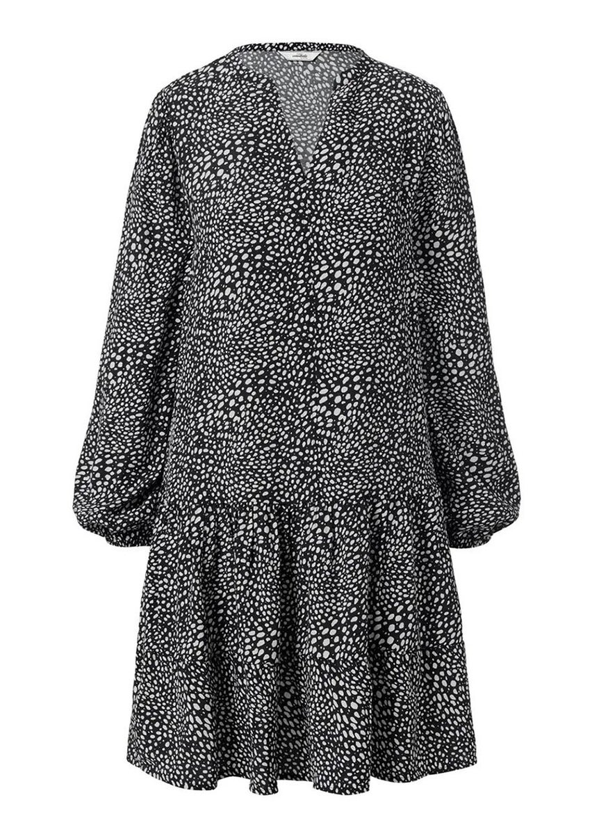 Women All Over Print Midi Dress, Black