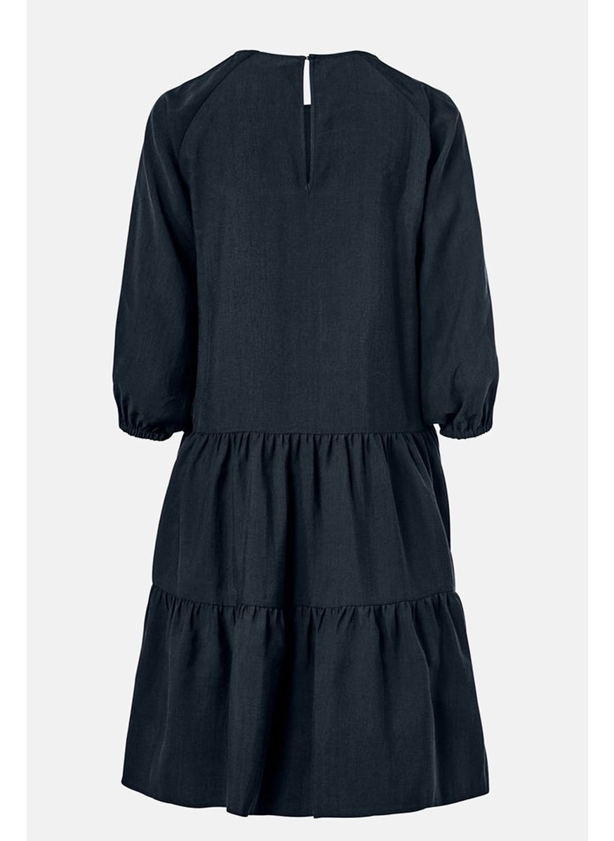 Women Solid Mini Dress, Navy