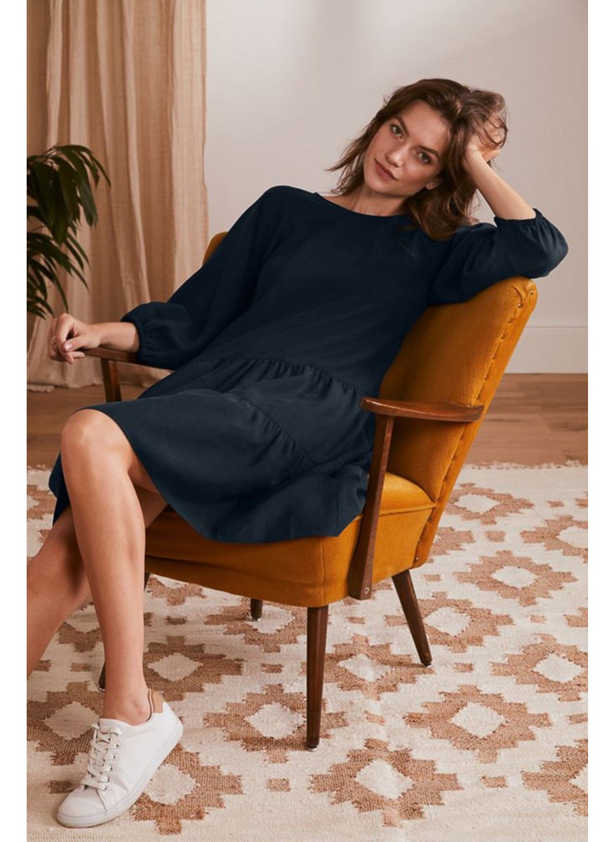 Women Solid Mini Dress, Navy
