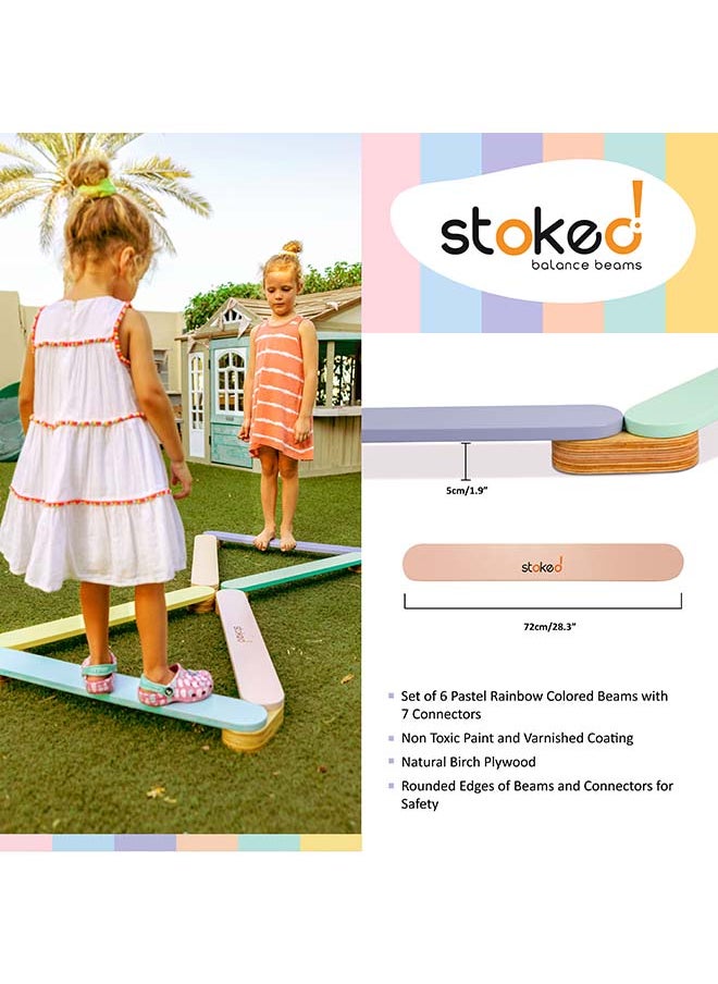 Stoked Kids Wooden Balance Beam 79x25x17cm, For Ages 3+ Years