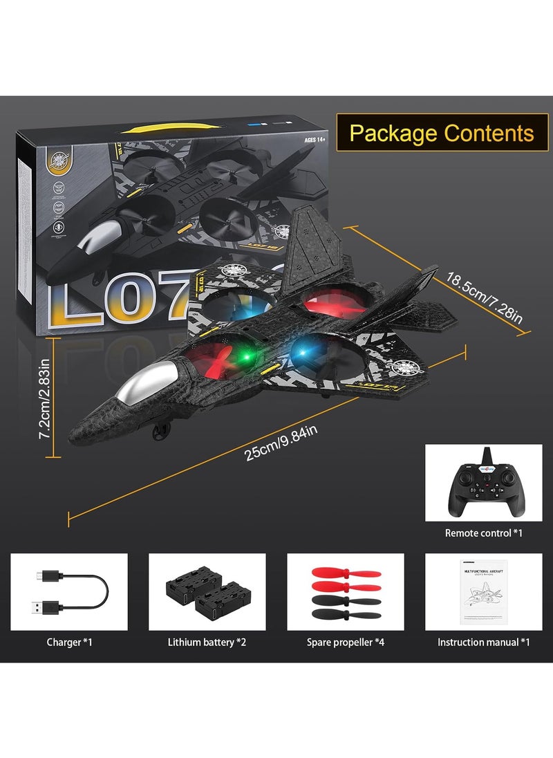 RC Plane 2.4GHz Remote Control Airplane L0712 Drone Quadcopter Hovering With Auto Hovering Fighter Aircraft RC Airplane RTF For Beginner, Kids And Adults, 3D Flip Airplane Toy Remote Controlled Fighter Airplane