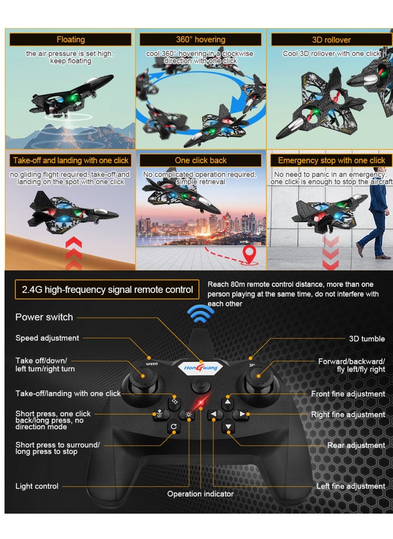 RC Plane 2.4GHz Remote Control Airplane L0712 Drone Quadcopter Hovering With Auto Hovering Fighter Aircraft RC Airplane RTF For Beginner, Kids And Adults, 3D Flip Airplane Toy Remote Controlled Fighter Airplane