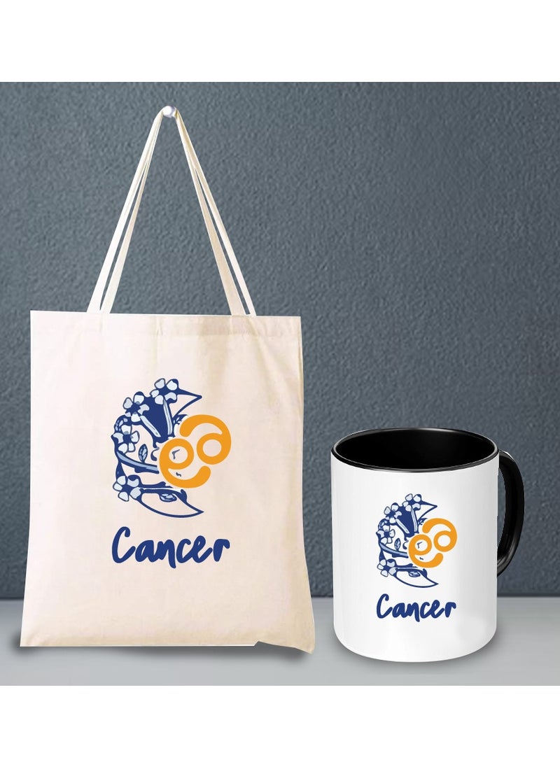 Zodiac Pack of 2 Combo - Eco-Friendly Cotton Tote Bag and Two-Tone Coffee Mug Set - Perfect Astrology Gift - GiftSet for Astrology Fans