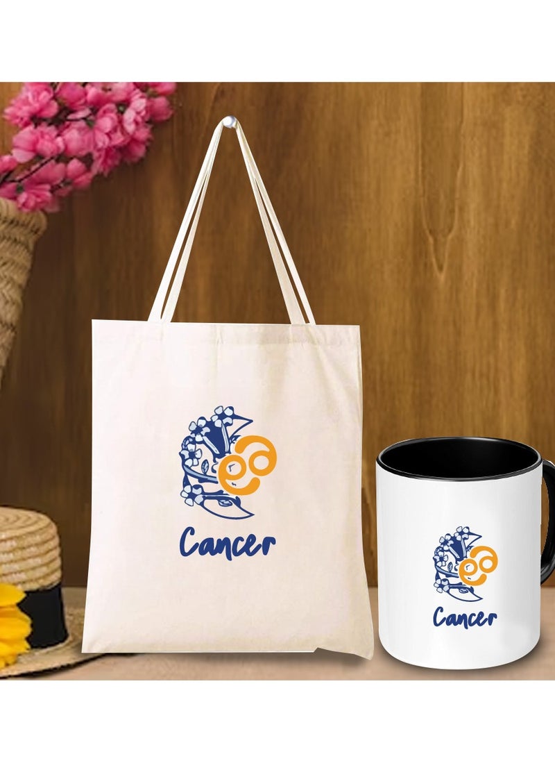 Zodiac Pack of 2 Combo - Eco-Friendly Cotton Tote Bag and Two-Tone Coffee Mug Set - Perfect Astrology Gift - GiftSet for Astrology Fans