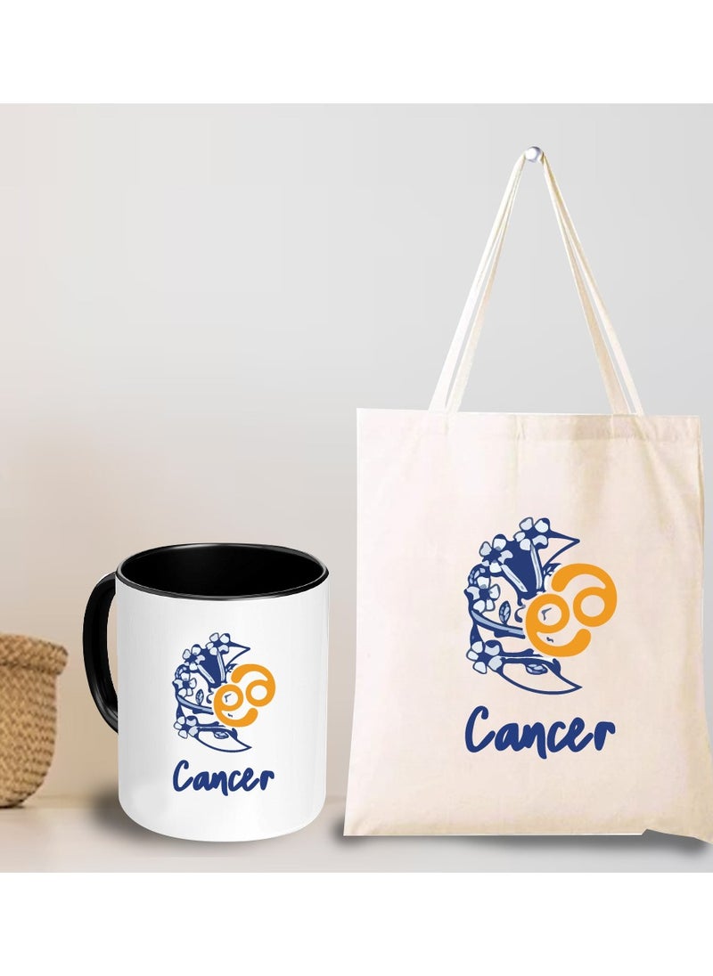 Zodiac Pack of 2 Combo - Eco-Friendly Cotton Tote Bag and Two-Tone Coffee Mug Set - Perfect Astrology Gift - GiftSet for Astrology Fans