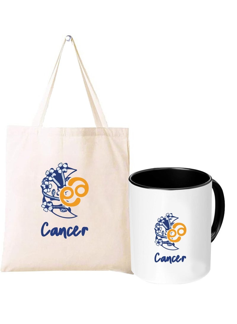 Zodiac Pack of 2 Combo - Eco-Friendly Cotton Tote Bag and Two-Tone Coffee Mug Set - Perfect Astrology Gift - GiftSet for Astrology Fans