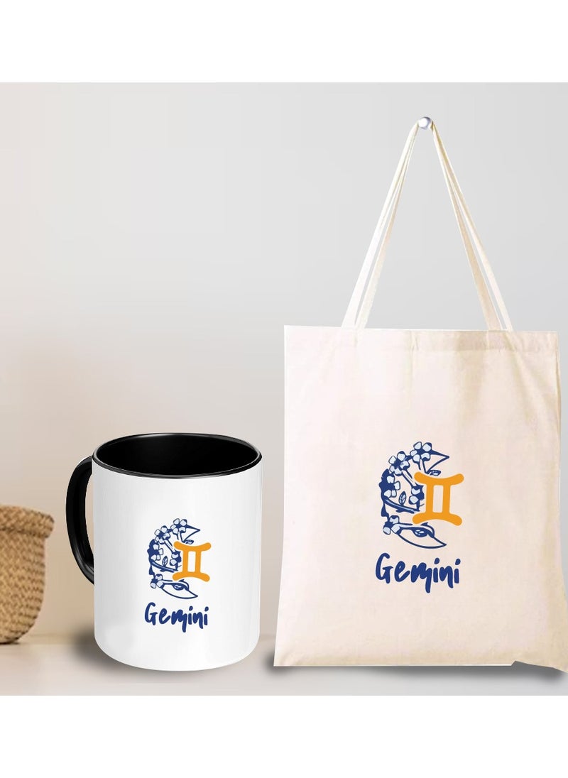 Zodiac Pack of 2 Combo - Eco-Friendly Cotton Tote Bag and Two-Tone Coffee Mug Set - Perfect Astrology Gift - GiftSet for Astrology Fans