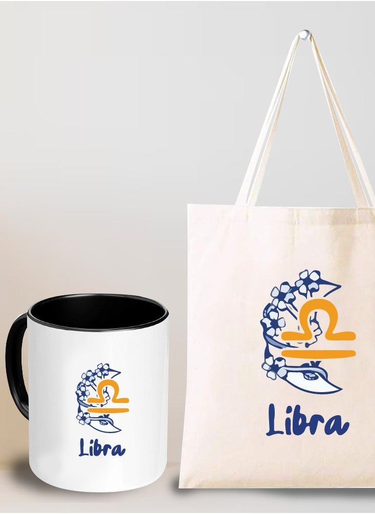 Zodiac Pack of 2 Combo - Eco-Friendly Cotton Tote Bag and Two-Tone Coffee Mug Set - Perfect Astrology Gift - GiftSet for Astrology Fans