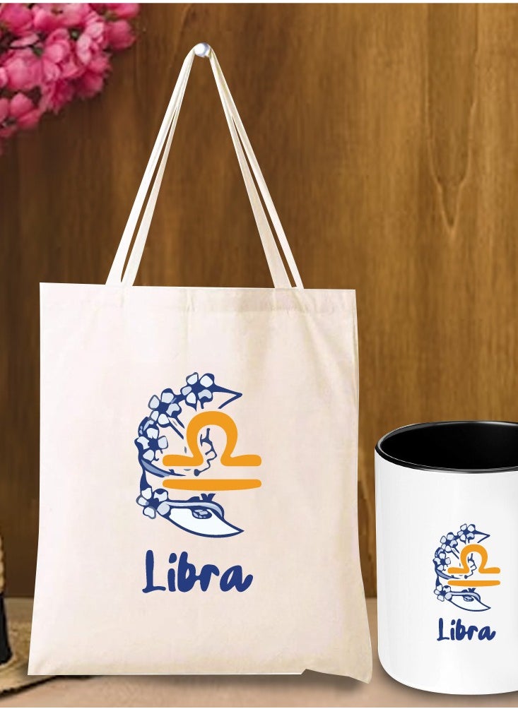 Zodiac Pack of 2 Combo - Eco-Friendly Cotton Tote Bag and Two-Tone Coffee Mug Set - Perfect Astrology Gift - GiftSet for Astrology Fans