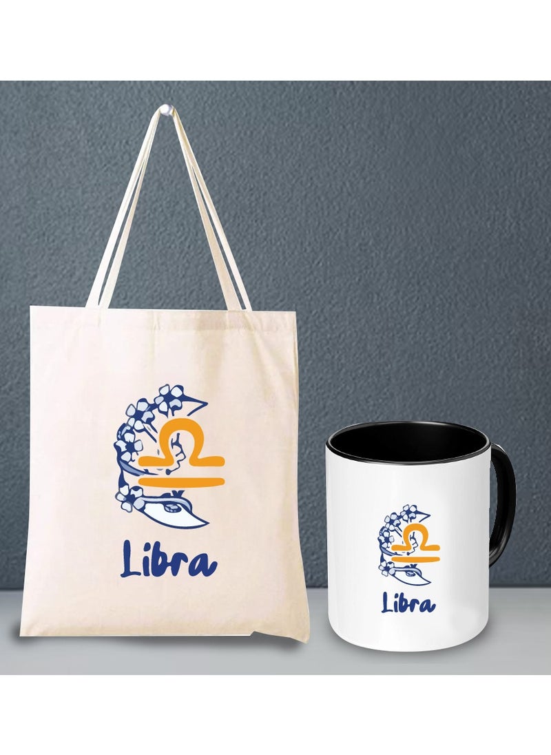 Zodiac Pack of 2 Combo - Eco-Friendly Cotton Tote Bag and Two-Tone Coffee Mug Set - Perfect Astrology Gift - GiftSet for Astrology Fans