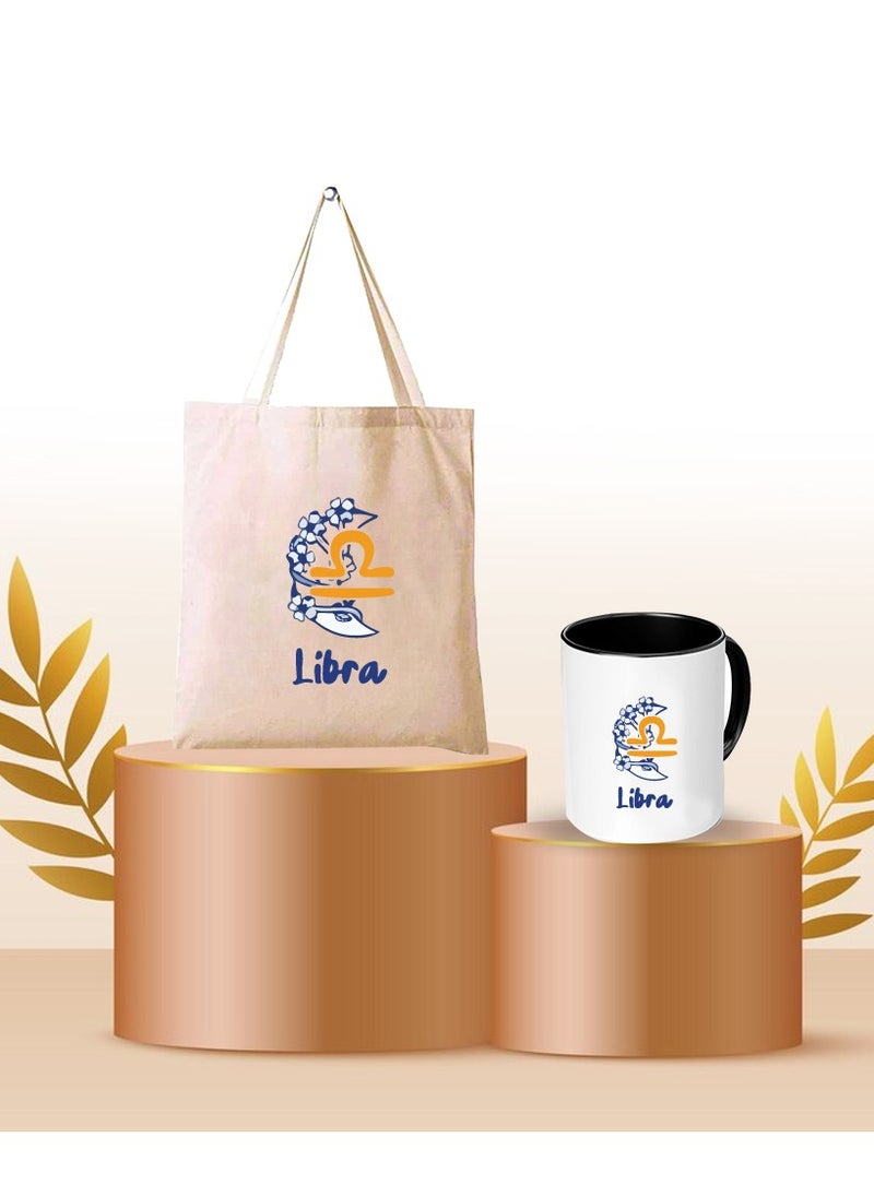 Zodiac Pack of 2 Combo - Eco-Friendly Cotton Tote Bag and Two-Tone Coffee Mug Set - Perfect Astrology Gift - GiftSet for Astrology Fans