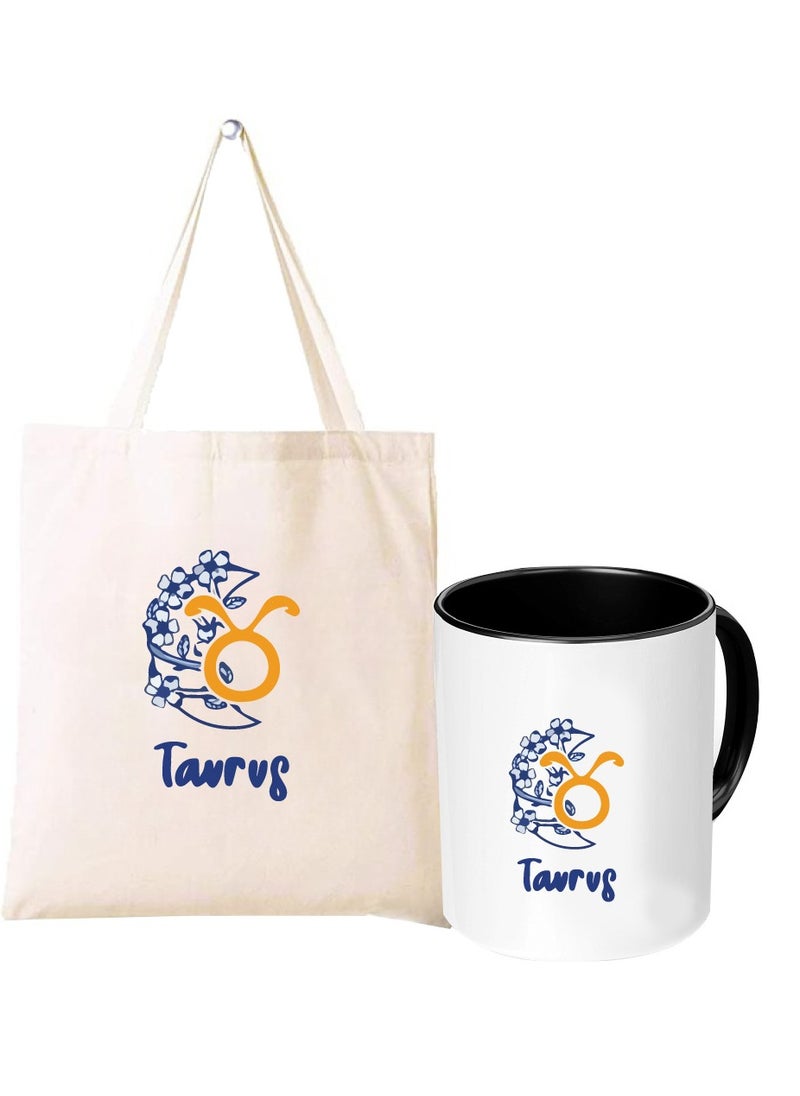 Zodiac Pack of 2 Combo - Eco-Friendly Cotton Tote Bag and Two-Tone Coffee Mug Set - Perfect Astrology Gift - GiftSet for Astrology Fans