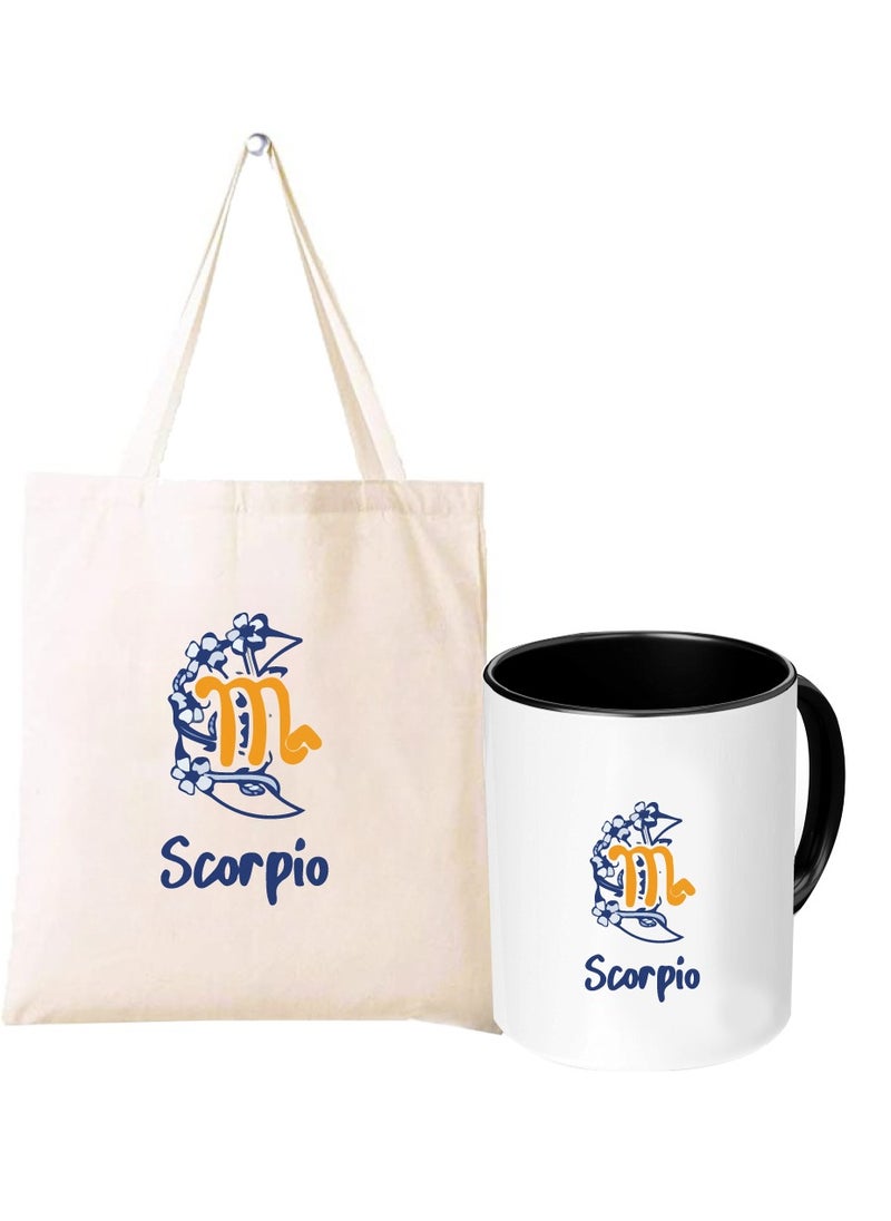 Zodiac Pack of 2 Combo - Eco-Friendly Cotton Tote Bag and Two-Tone Coffee Mug Set - Perfect Astrology Gift - GiftSet for Astrology Fans