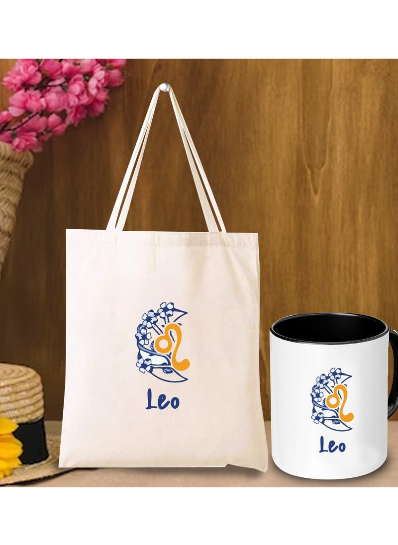 Zodiac Pack of 2 Combo - Eco-Friendly Cotton Tote Bag and Two-Tone Coffee Mug Set - Perfect Astrology Gift - GiftSet for Astrology Fans