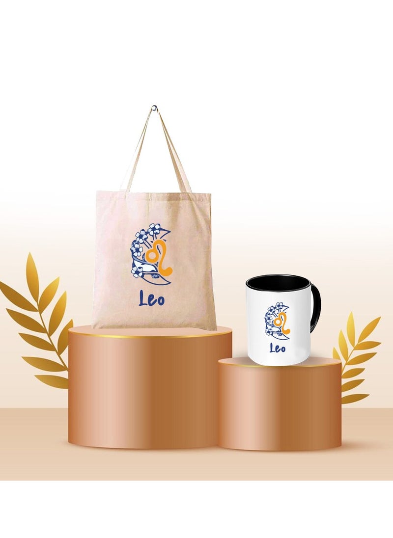 Zodiac Pack of 2 Combo - Eco-Friendly Cotton Tote Bag and Two-Tone Coffee Mug Set - Perfect Astrology Gift - GiftSet for Astrology Fans