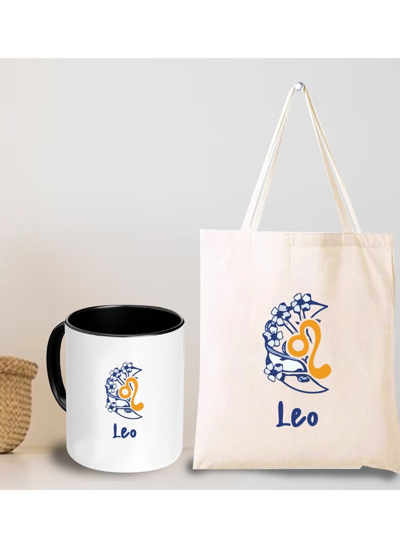 Zodiac Pack of 2 Combo - Eco-Friendly Cotton Tote Bag and Two-Tone Coffee Mug Set - Perfect Astrology Gift - GiftSet for Astrology Fans